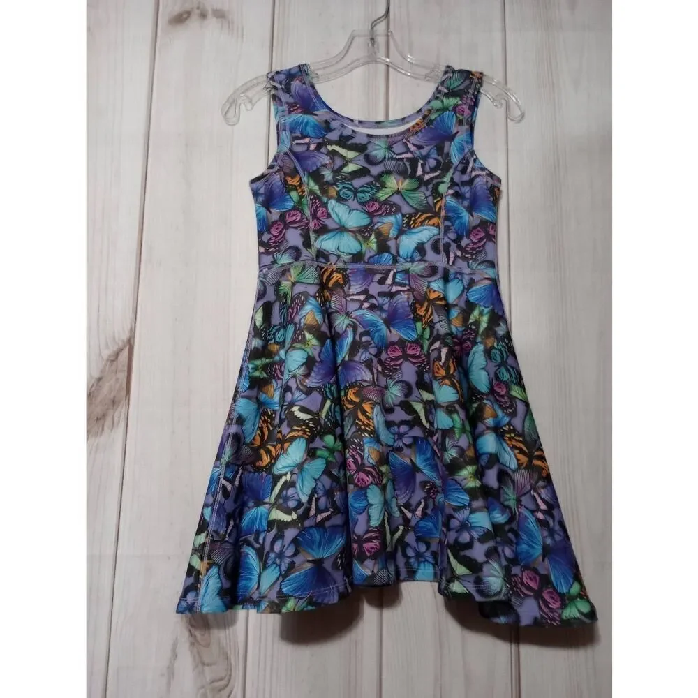 Children's Place Dress Girls 10 Butterfly Purple Sleeveless Stretch